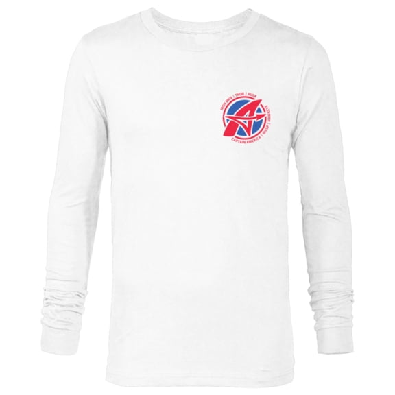Marvel Avengers A-Logo Icon and Super Hero Names - Long Sleeve T-Shirt for Men - Customized-White