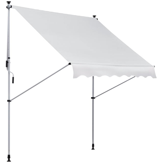 Auvent de Patio Rétractable Manuel 6,6 Pieds X 5 Pieds pour Fenêtre et Porte, Pare-Soleil pour Terrasse, Abri, Résistant à l'Eau, Protection UV, Blanc