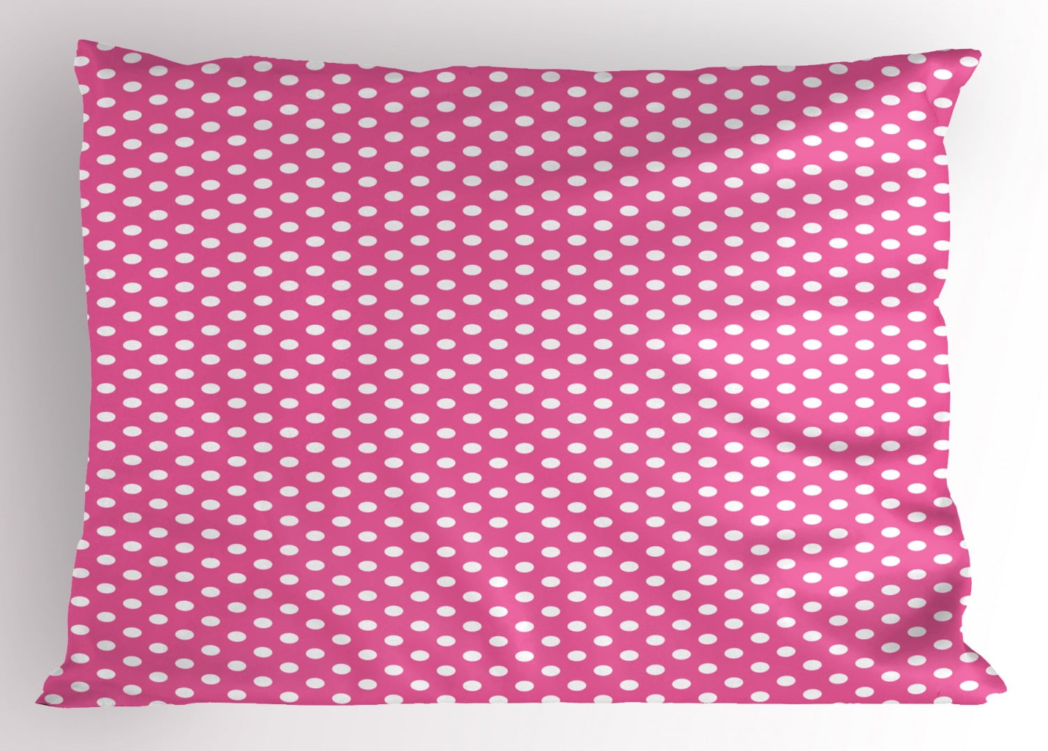 Pink Polka Dots Pillow Sham, Rows and Columns Ordered Arrangement