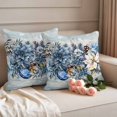 thumbnail image 2 of Blue Poinsettia Christmas Outdoor Waterproof Pillow Covers, Xmas Botanical Balls Snowflake Vintage Decorative Square Throw Pillowcase Sofa Cushion Sham for Patio/Couch/Chair, 24"x24" 2 Pack, 2 of 8