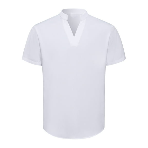 fartey Cotton Linen Top for Men Roomy Fit Split V Neck T Shirts Casual Summer Short Sleeves Summer Tops Lightweight Soft Solid Color Tshirts Summer Beach Hippie T Shirts