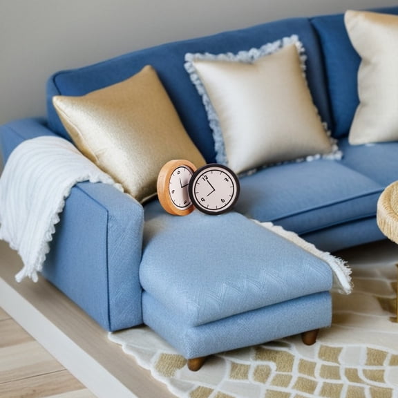 WRITWAA 2pcs Miniature Scale Clock Wooden Dollhouse Clock for Collection Display Decorative Use