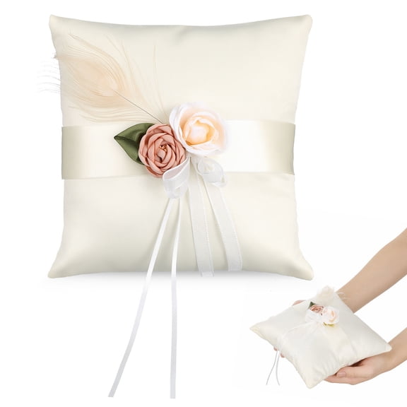 VERDANVERSE Burlap Wedding Ceremony Pillow Decorative Jewelry Holder Cushion for Special Events 1 Piece