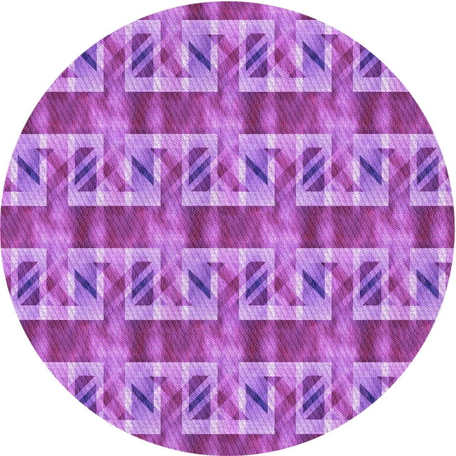 Ahgly Company Tapis Rond Lavable en Machine Intérieur Transitionnel Violet Violet, 8 Pieds Rond