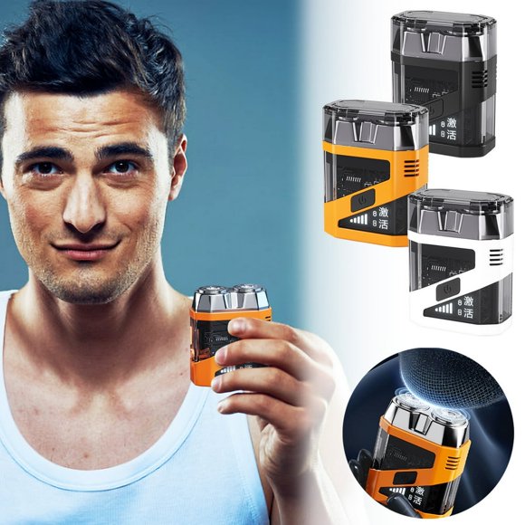 POINTERTECK Rechargeable Mini Electric Shaver for Men 0.4mm Dual Ring Blade 7600RPM Motor IPX7 Waterproof 1.5Hr Runtime Wet/Dry Use Portable Travel Body Hair Trimmer with Magnetic H
