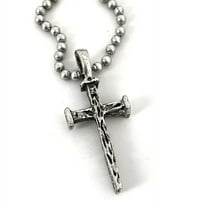 Nail Cross Antique Silver Finish Ball Chain Necklace (c10ballchain)