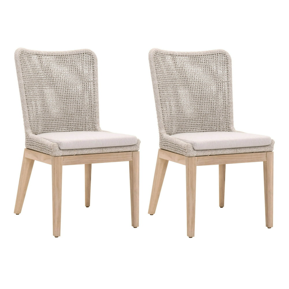 Wingback Dining Chair with Rope Woven Mesh Design,Set of 2