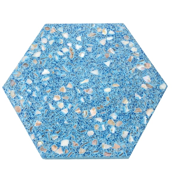 Amalfi 9x8 in. Yosemite Blue with Copper flecks Glossy Shell, Terrazzo Hexagon Wall and Floor Tile (1.8 sq ft/case, 5-Pack)