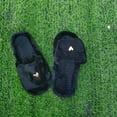 thumbnail image 5 of Puntoco Womens Fuzzy Open-toe Slippers Soft Comfy Memory Foam Indoor House Shoes Black 9(42), 5 of 9