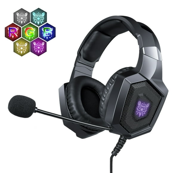 NERDI Casque de Jeu, Écouteurs de Jeu Stéréo Circum-Auriculaires Basses avec Micro pour PS4, Xbox One, PC, Mac (Noir)