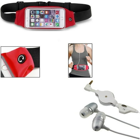 Headphones Wired Earphones w Belt Band Running Waist Bag Z7A for Alcatel Dawn - iPhone 6S 6 - LG Tribute 2 - Samsung Galaxy Avant Amp 2 (Best Chess App For Iphone 6)