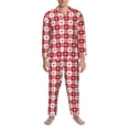 thumbnail image 3 of Lsque Red Plaid Daisy Pattern Long Sleeve Pajama Set for Men - Soft 2-Piece Sleepwear and Loungewear Set with Pockets, Comfy Nightwear-XX-Large, 3 of 7