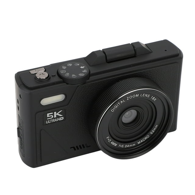 Cámara Digital 5K Con Zoom Ócico 18x, Cámae Digital Vintage 75MP Confocque Autico, Cámara 5K Con Pantalla Abatible, Vídeo 5k y Deteca de Sonrisa