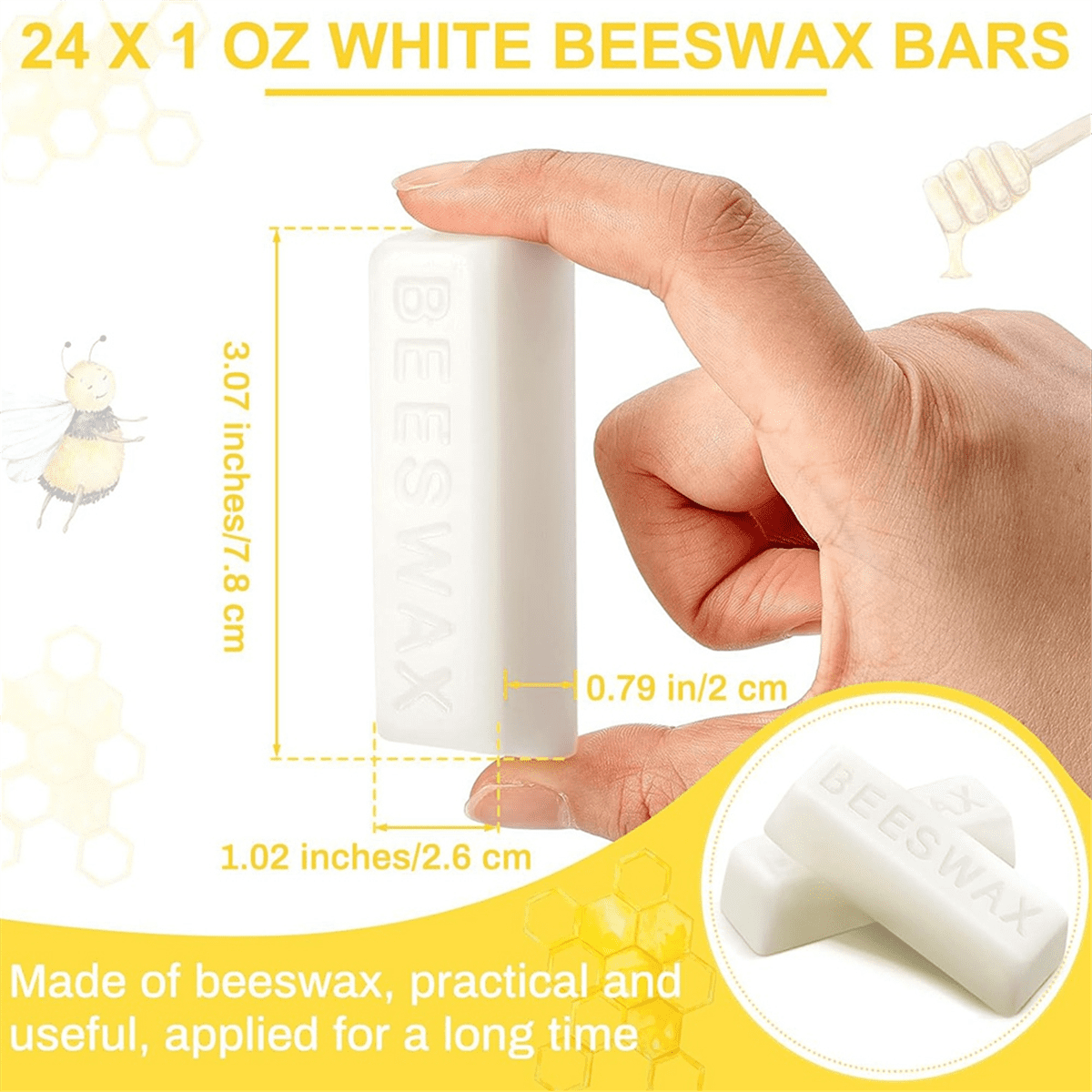 TOP! 24 X 1 Oz White Beeswax Bars Pure Cosmetic Grade Bees Wax Triple-Filtered Bar Natural