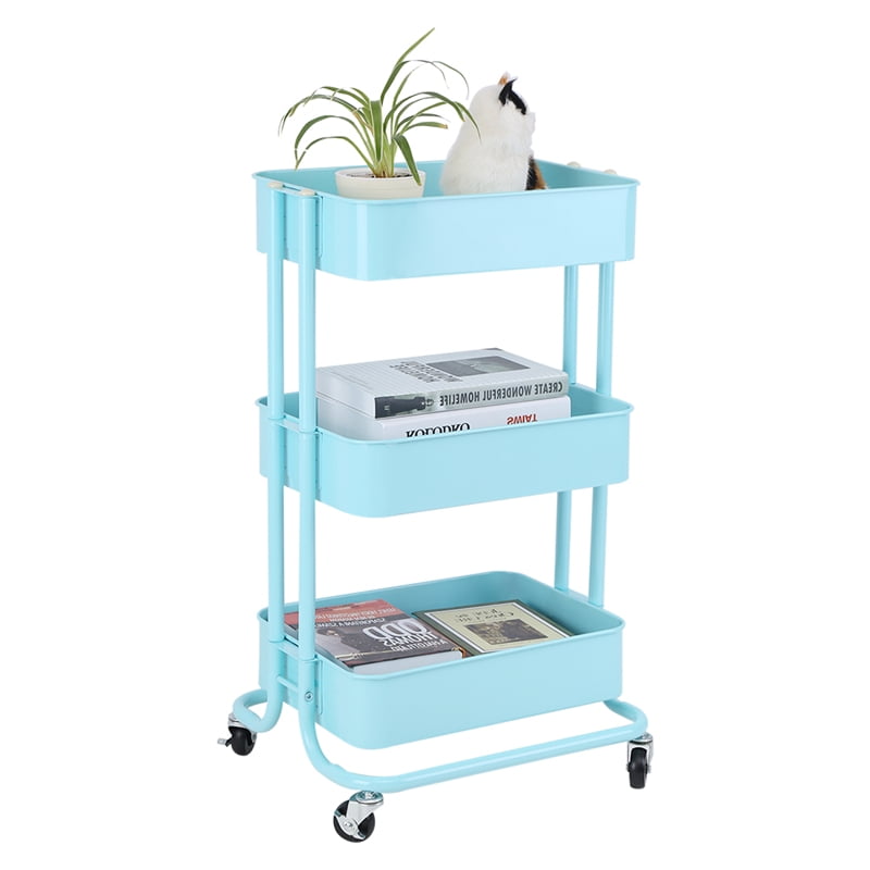 3 Tiers Storage Trolley Cart With Wheels Slim Rolling Trolley For Home 