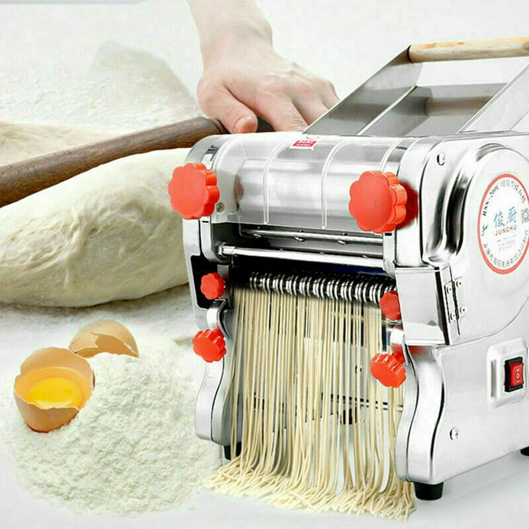 CJC Electric Pasta Machine, 135W Stainless Steel Automatic Noodle Maker  Machine, 110V Dough Cutter Adjustable Thickness Dough Sheeter for Spaghetti,  Ravioli, Noodles, Dumplings 