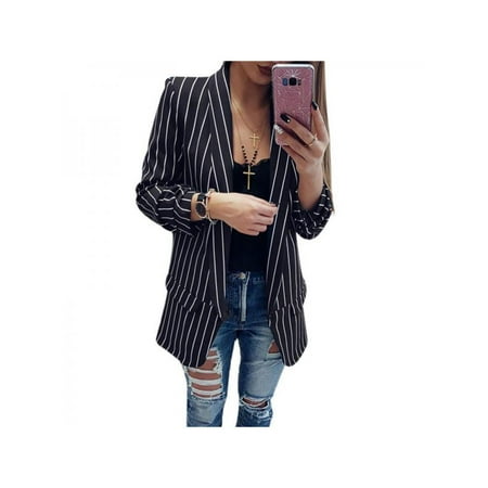 Jack Victor Stripe Suit - Fymall Women's Striped Suit Slim OL Button Blazer