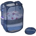 thumbnail image 3 of Cesta para la colada desplegable de malla Simple Houseware con bolsillo lateral, azul oscuro, paquete de 2, 3 of 5