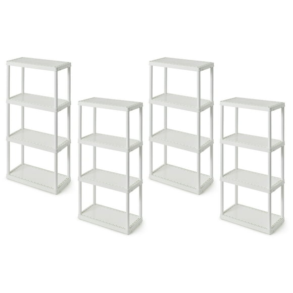 Gracious Living Unité de Rangement Légère à 4 Tablettes à Hauteur Fixe, Blanc (Lot de 4)