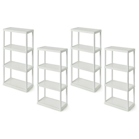 

Gracious Living 4 Shelf Fixed Height Solid Light Duty Resin Storage Unit 24 x 12 x 48 White (4 Pack)
