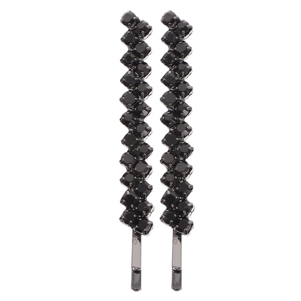 2 pinzas para el pelo con diamantes de imitación y cristales brillantes, accesorios de moda para mujer y niña, joyería para bodas, fiestas y peinados, color negro.