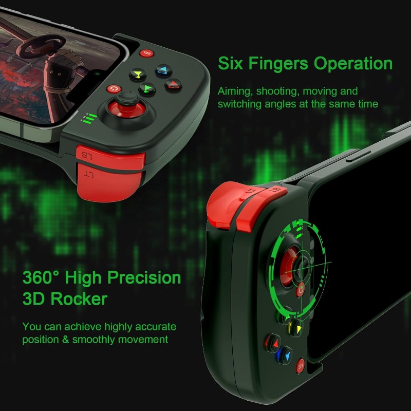 Phone Controller for iPhone/Android Support Phone Case, Mobile Gaming Controller with Ergonomic Design - Wireless Gamepad for Cloud Gaming & PS Remote Play