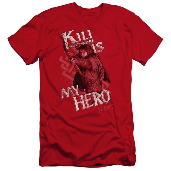 The Hobbit Kili Is My Hero Premium Canvas Adult Slim Fit 30/1 T-Shirt Red