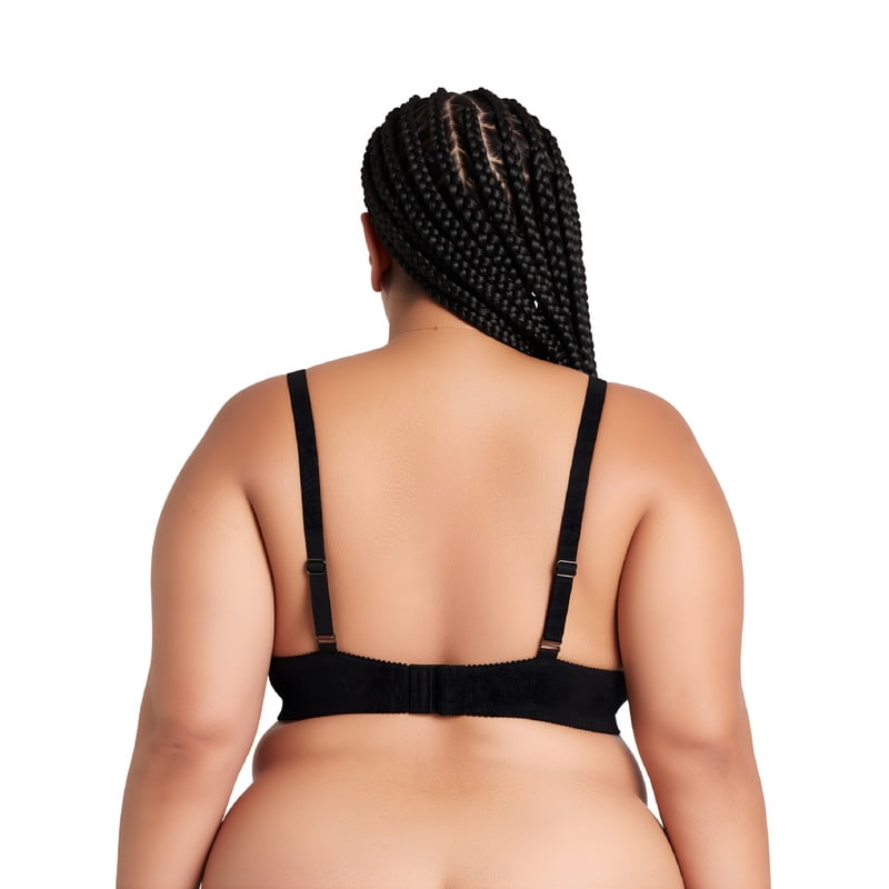 Curve Muse Women's Plus Size Add 1 Cup Push Up Underwire Lace Embroidery Bras-2PK-NUDE,BLACK-40DD