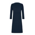 thumbnail image 4 of LNWUY (S-5XL) Plus Size Women's Solid Color Casual 3/4 Sleeve Crewneck Flowy Loose Comfort Breathable A Line Tunic Maxi Dress Navy XXXXL, 4 of 6