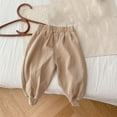 thumbnail image 2 of ZyeKqe Infant Newborn Baby Boys Girls Cotton Pants Elastic Waisted Sweatpants Solid Color Casual Joggers Loose Fitted, 2 of 3