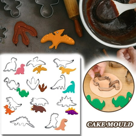 

Mittory -Kitchen Craft Stainless Steel Dinosaur -Biscuit & Cookie Cutters assorted