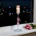 thumbnail image 6 of chaungfeng High Foot Heart-shaped Glass Taper Candle Holders, Candlestick Holder Decor, Tea Candle Sticks, for Christmas Parties Wedding Receptions Table Centerpiece Decorations(Pink 1), 6 of 6