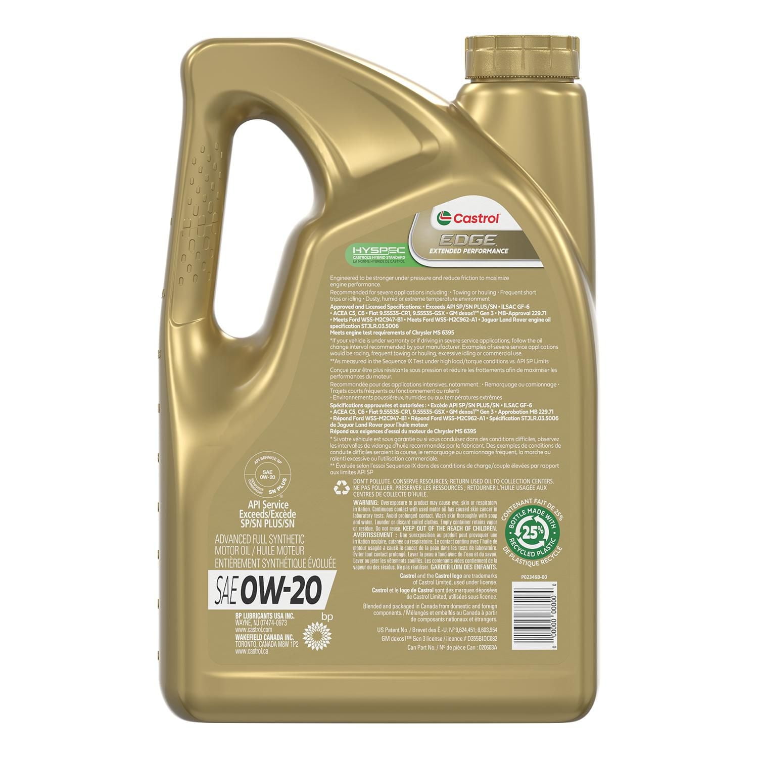 Castrol EDGE 0W-20　FE 8L Castrol Edge Professional LL IV FE 0w20 C5 Fully Synthetic