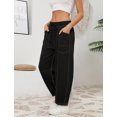 thumbnail image 3 of Pantalones deportivos Athlisan Baggy Barrel para mujer, algodón y poliéster, color negro, 3 of 4