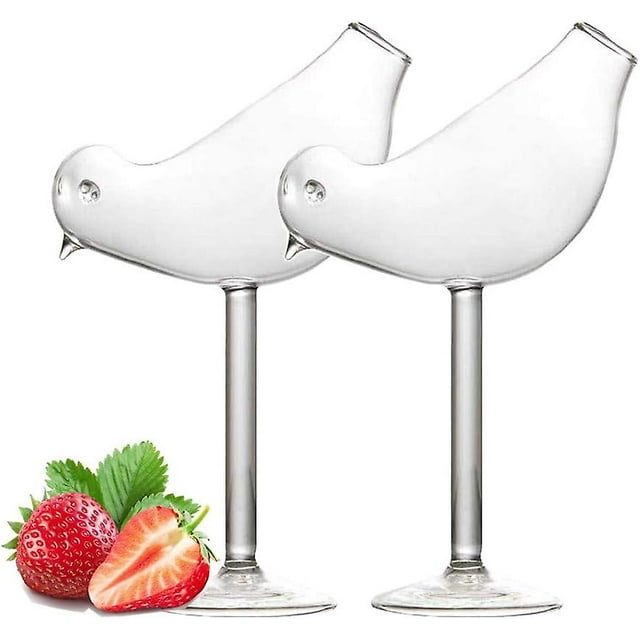 bird-shaped cocktail glass 5 oz/150 ml 2 piece unique champagne glass 2 piece glassware suitable for KTV bar club (transparent)