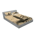 thumbnail image 2 of Ambesonne Vintage Fitted Sheet & Pillow Sham Set, Taoist House of Faith, Queen, Pale Brown Black, 2 of 2