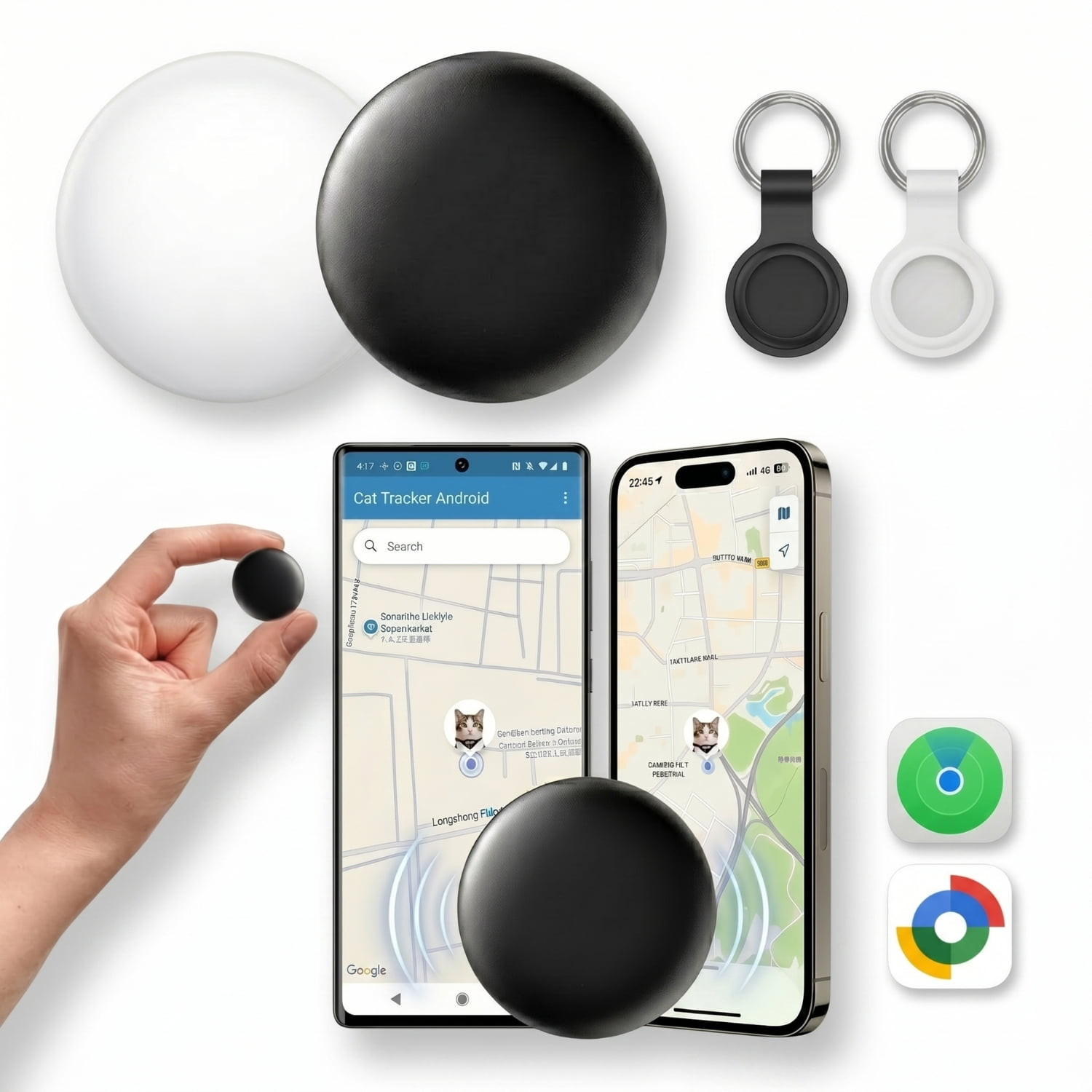WAAYEEPAL 2026 Smart Air Tracker Tags 2 Pack Dual System Bluetooth Item Locator Works with Apple Find My & Google Find Hub for Keys Luggage Backpack