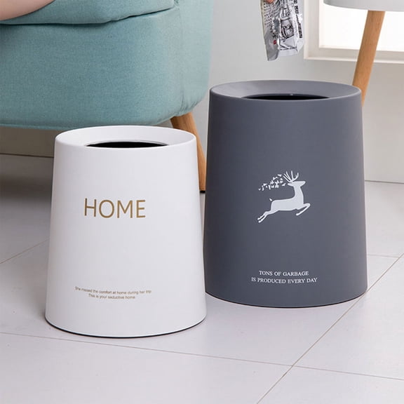 FUTUREORYY Multi-Function Double Layer Trash Can, White PP, for Home and Office Use