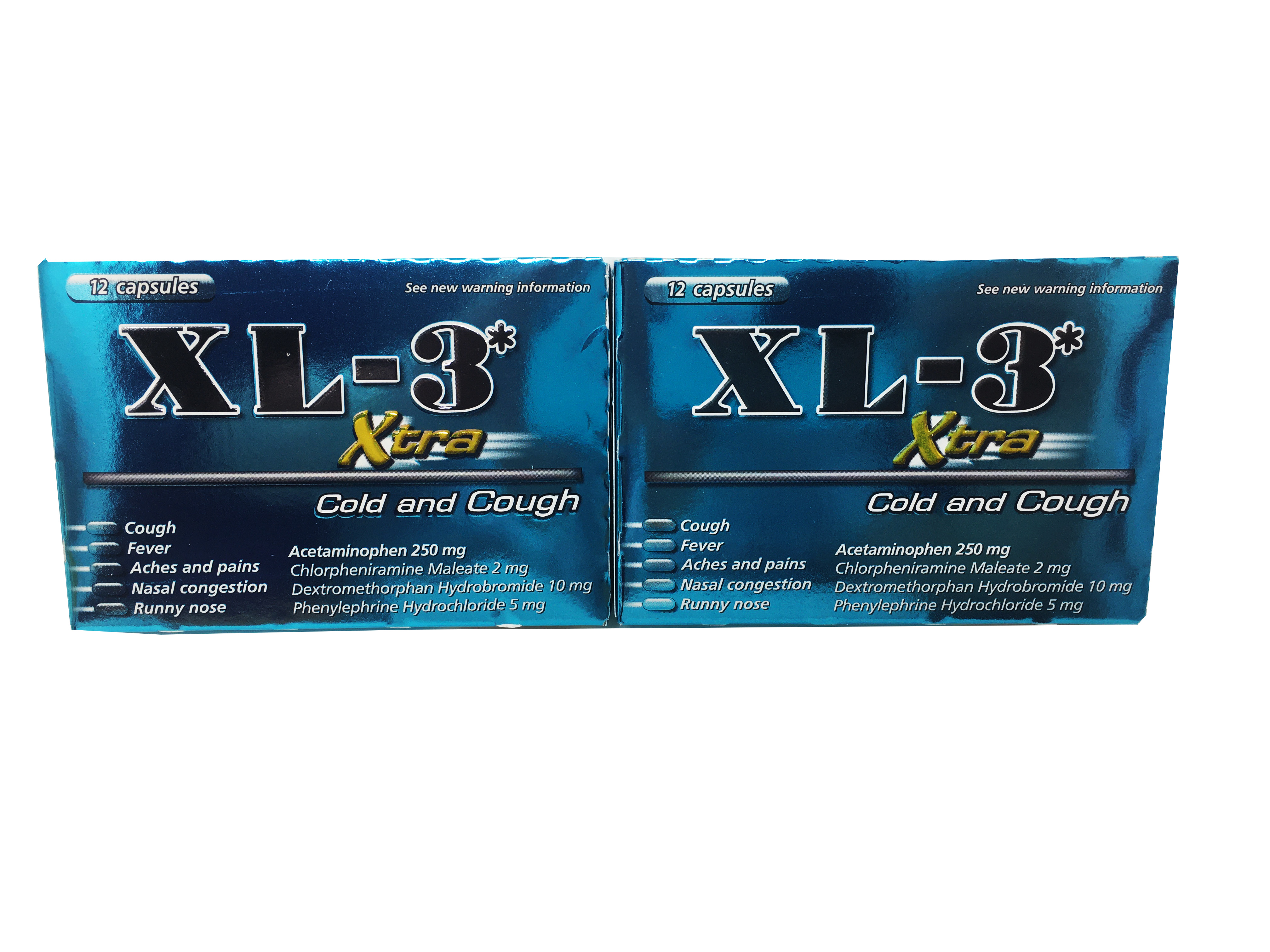 XL3*.XtraCold And Cough Medicine.12 Capsules Each Pack