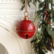 Large Christmas Double Bells Ornament | Red Iron Holiday Decoration | 22.5x16x16cm Festive Tree Pendant | Oversized Seasonal Decor for Home & Office