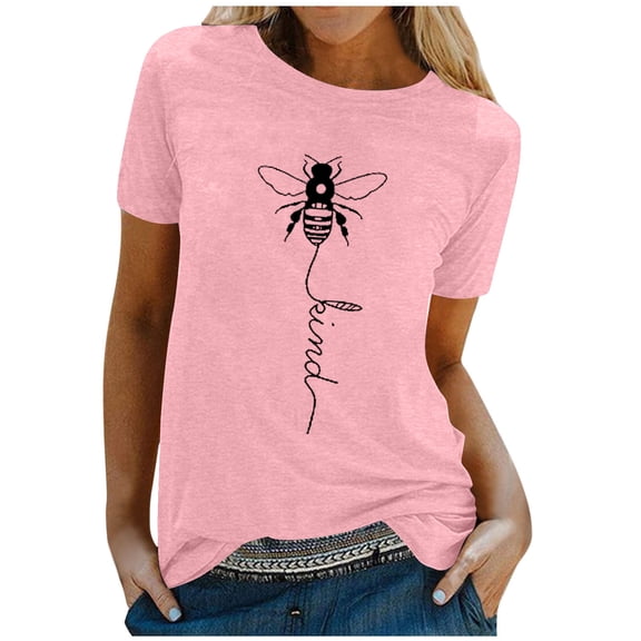 Wangmeiwg Women's Floral Print Round Neck T Shirt | Casual Short Sleeve Tee | Comfortable & Stylish Phrasing Shirt
