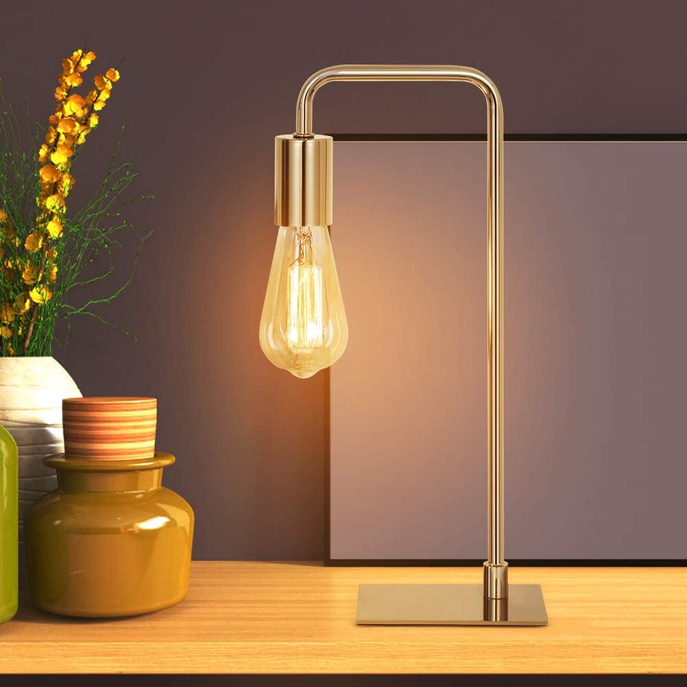 Gold Industrial Bedside Nightstand Lamp