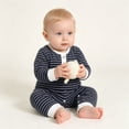 thumbnail image 3 of Fesfesfes Baby Toddler Kids Striped Long Sleeve Romper Jumpsuit with Button Placket, Soft Polyester Crewneck Onesie Outfit for Daily Fall Winter Play Wear 0-18 Months Old., 3 of 4