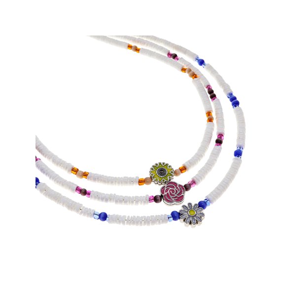 Frog Sac 3 Puka Shell Necklace Set, White Seashell Chokers for Women