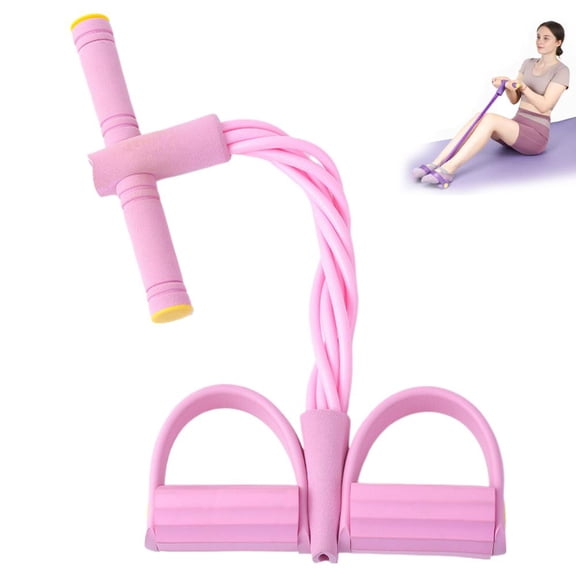 QENASHAING 6-Tube Latex Resistance Bands with Foot Pedals, Adjustable Tension for Core and Strength Training, Home Gym Equipment for Sit-Ups and Full Body Workouts