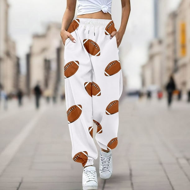 WILLBEST Pantalones Casuales para Mujer con Estampado de Rugby, Bolsillos Sueltos, Cintura Alta, Tiras En el Tobillo, para Un Estilo y Comodidad Diarios. Extra Grande