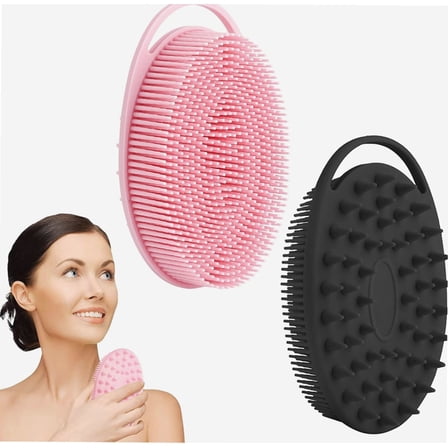 2 Pack Exfoliating Silicone Body Scrubber, Soft Silicone Loofah Shower Body Scrubber, 2 in 1 Body Exfoliator Scrubber Silicone Body Scrub Brush Scalp Massager Shampoo Brush for All Skin Men Women Kid