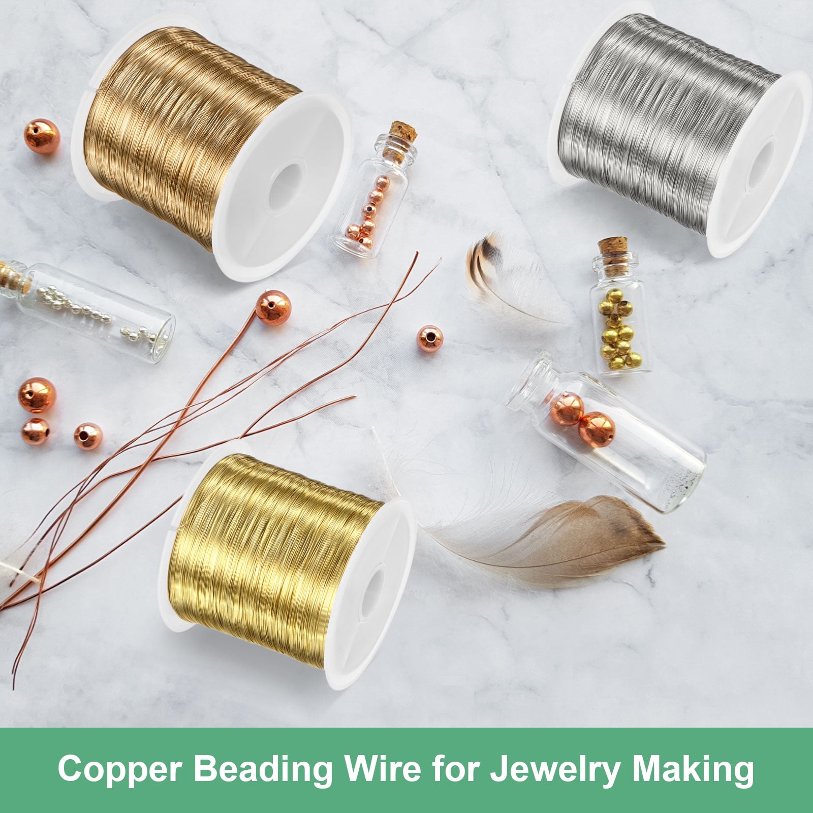 Uxcell 2Roll 0.4mm Jewelry Wire, 26 Gauge 328FT Craft Wire Copper Beading Wire for Jewelry Making, Soft Metal Wires [100M, Silver]