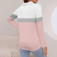 thumbnail image 5 of Olyvenn Women's V Neck Long Sleeve Tops Quarter Zip Collared Shirts Tunic Color Block Button Collared Shirts Spring Tees Pink 16-18, 5 of 7