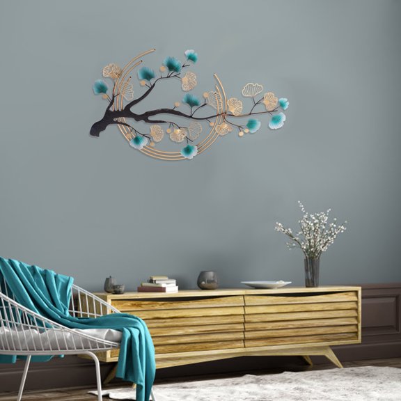 Miumaeov 3D Ginkgo Tree Leaf Metal Wall Art, Modern Luxury Metal Wall Nature Art Decor, Metal Wall-Mounted Sculpture, Hanging for Living Room Bedroom Kitchen Decoration Gifts